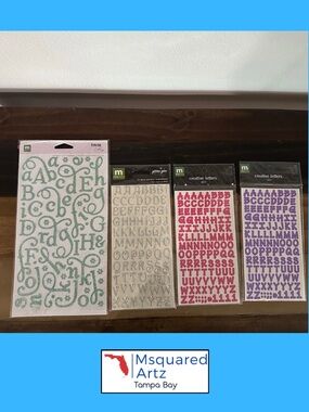 Making Memories Alphabet Stickers Lot of 4 Glitter Gem Spring Creative Letters